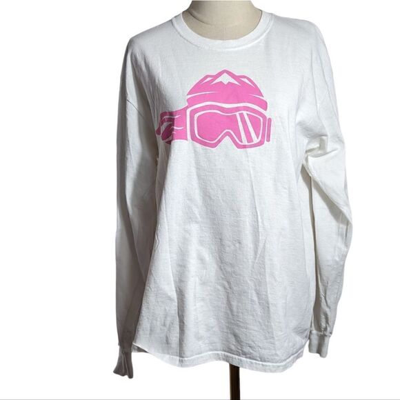 Ski Like A Girl Pink and White Long Sleeve Tee - Picture 2 of 7